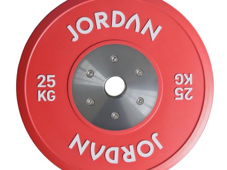 JORDAN 25kg Coloured Rubber Calibrated Competition Plate - Red Hot on Sale