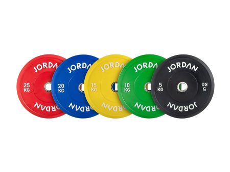 JORDAN 10kg Coloured Rubber Bumper Plate - Green For Sale