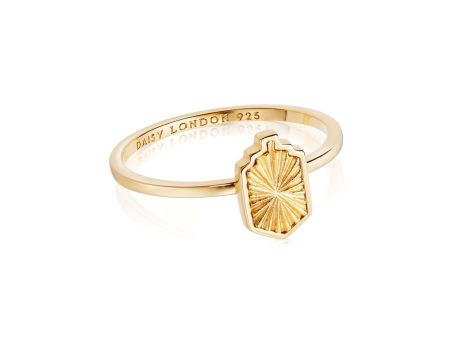 Estée Lalonde Mini Sunburst Shield Ring 18ct Gold Plate Discount