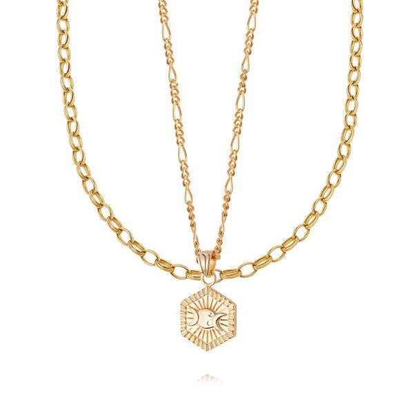 Goddess Glow Necklace Layering Set 18ct Gold Plate For Discount