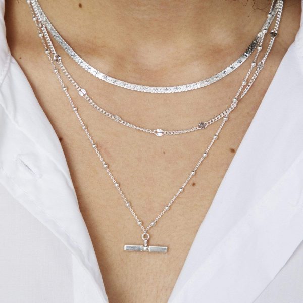 T Bar Bobble Chain Necklace Sterling Silver Online