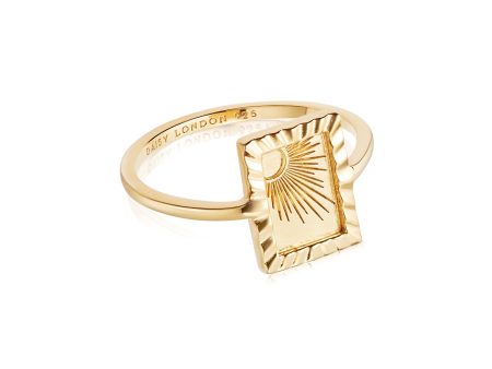 Estée Lalonde Rising Sun Frame Ring 18ct Gold Plate For Sale