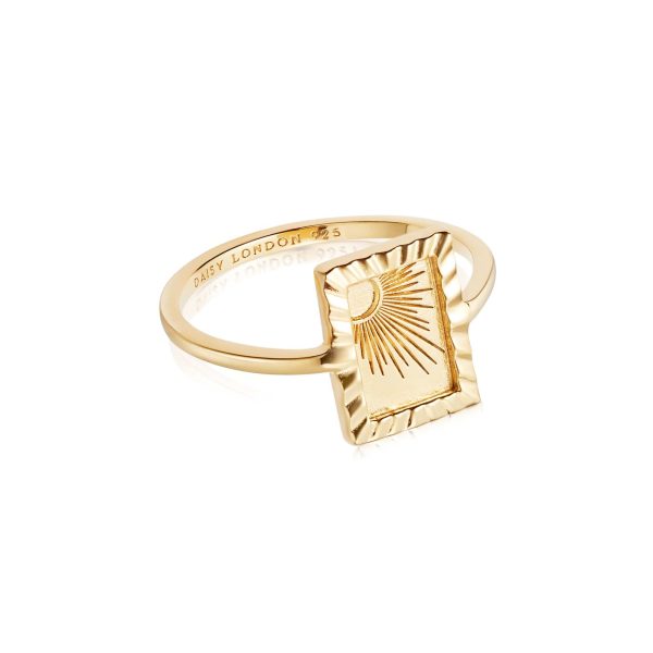 Estée Lalonde Rising Sun Frame Ring 18ct Gold Plate For Sale