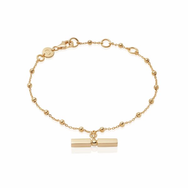 T Bar Bobble Bracelet 18ct Gold Plate Cheap