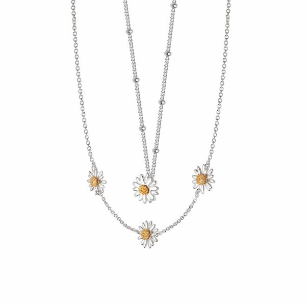 Daisy Chain Necklace Layering Set Sterling Silver Online Sale