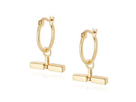 T Bar Earrings 18ct Gold Plate Online