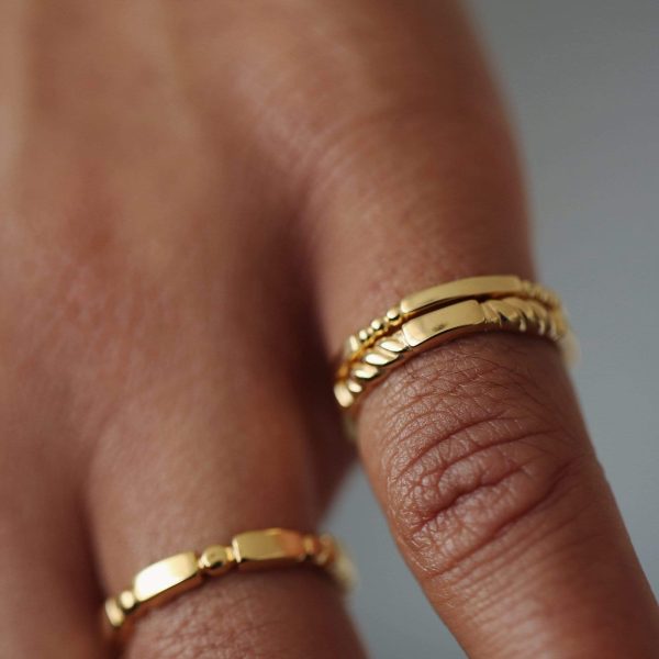 Bar & Ball Stacking Ring 18ct Gold Plate Fashion