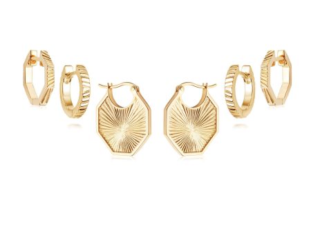 Original 3 Piercing Earring Stack 18ct Gold Plate Online Sale