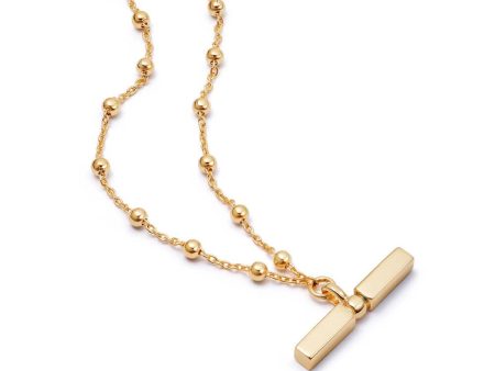 T Bar Bobble Chain Necklace 18ct Gold Plate For Cheap