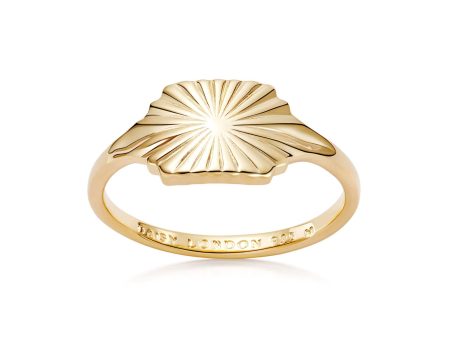 Estée Lalonde Sunburst Shield Ring 18ct Gold Plate Online Hot Sale