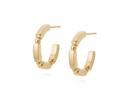 Bar & Ball Midi Hoop Earrings 18ct Gold Plate Online Sale