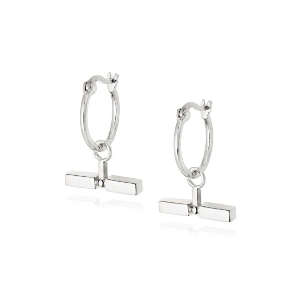 T Bar Earrings Sterling Silver Fashion