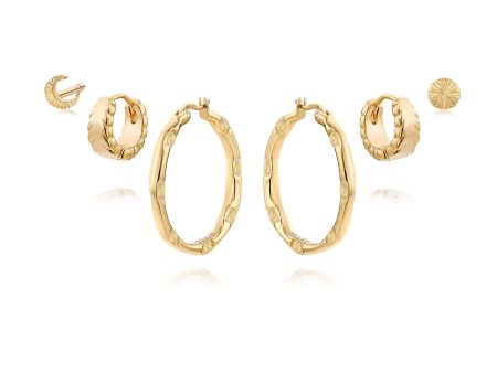 3 Piercing Goddess Earring Stack 18ct Gold Plate Online Sale