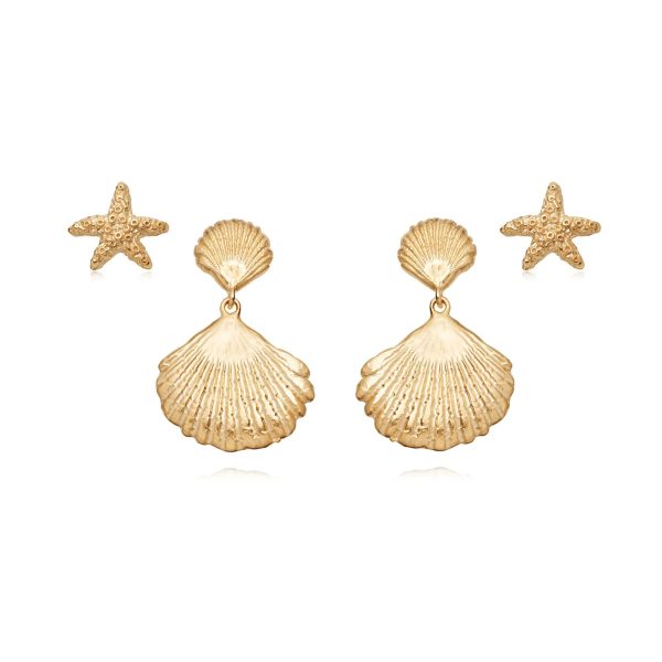 Isla Earring Stack 18ct Gold Plate For Cheap