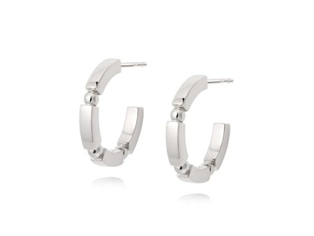 Bar & Ball Midi Hoop Earrings Sterling Silver For Discount