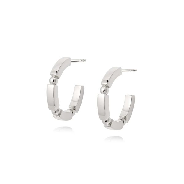 Bar & Ball Midi Hoop Earrings Sterling Silver For Discount