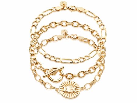 Goddess Triple Bracelet Stack 18ct Gold Plate Discount