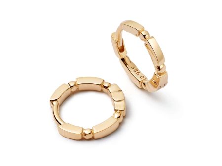 Bar & Ball Huggie Hoop Earrings 18ct Gold Plate Sale