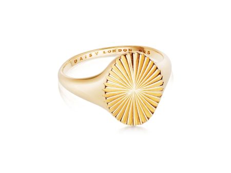 Estée Lalonde Sunburst Signet Ring 18ct Gold Plate Hot on Sale