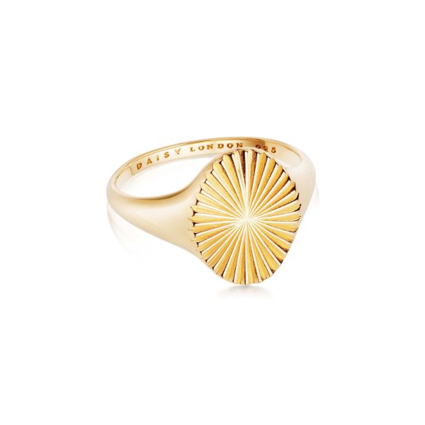 Estée Lalonde Sunburst Signet Ring 18ct Gold Plate Hot on Sale