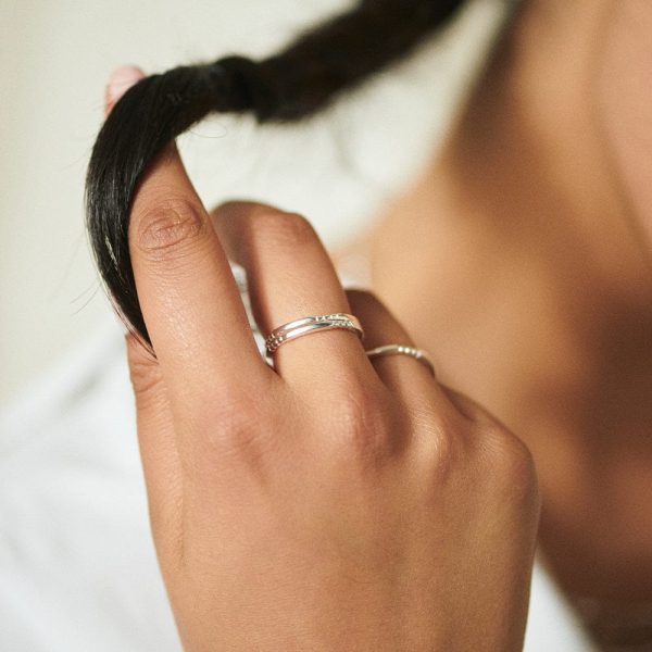 Bar & Ball Stacking Ring Sterling Silver Hot on Sale