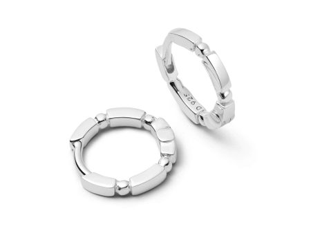 Bar & Ball Huggie Hoop Earrings Sterling Silver on Sale