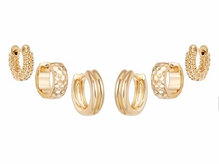 Triple Huggie Earring Stack 18ct Gold Plate Hot on Sale