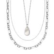 Chunky Chain Pearl Necklace Layering Set Sterling Silver Online