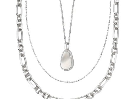 Chunky Chain Pearl Necklace Layering Set Sterling Silver Online