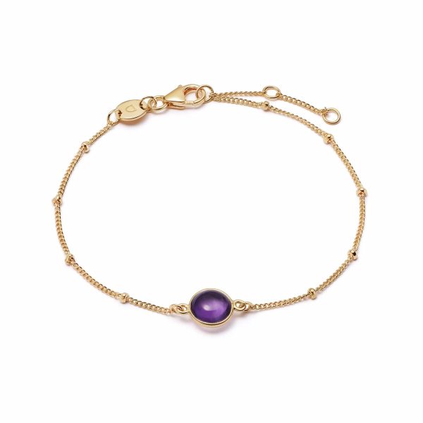 Amethyst Healing Stone Bobble Bracelet 18ct Gold Plate Online