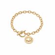 Estée Lalonde Goddess Medallion T Bar Bracelet 18ct Gold Plate For Discount