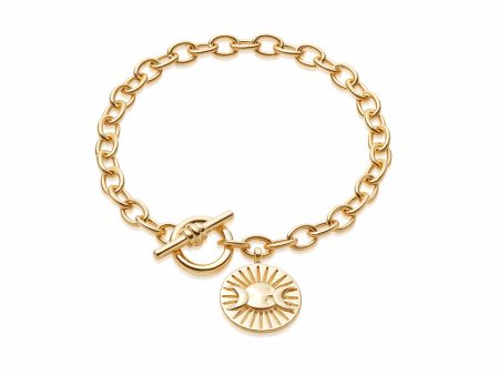 Estée Lalonde Goddess Medallion T Bar Bracelet 18ct Gold Plate For Discount