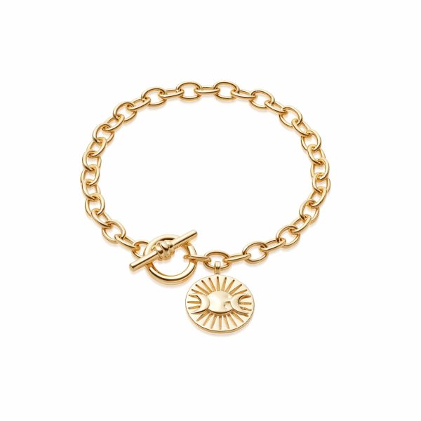 Estée Lalonde Goddess Medallion T Bar Bracelet 18ct Gold Plate For Discount