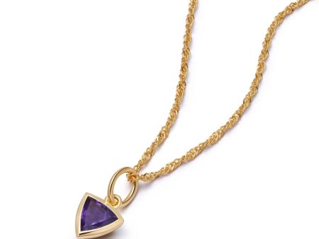 Amethyst February Birthstone Charm Necklace 18ct Gold Plate Supply