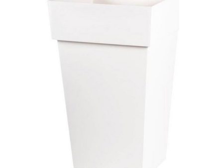 Plant pot EDA Tuscan Squared White polypropylene (39 x 39 x 65 cm) Online Hot Sale