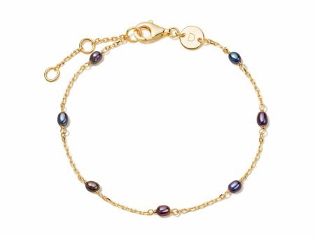 Black Seed Pearl Chain Bracelet 18ct Gold Plate Fashion