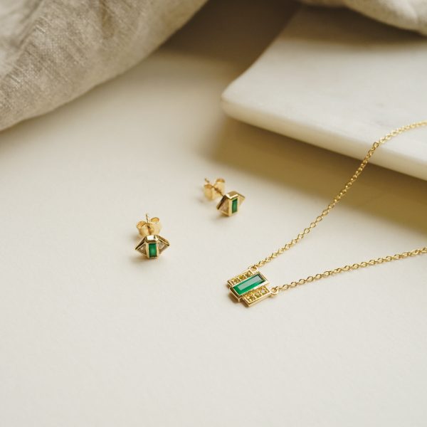 Beloved Green Onyx Layering Set 18ct Gold Plate Discount