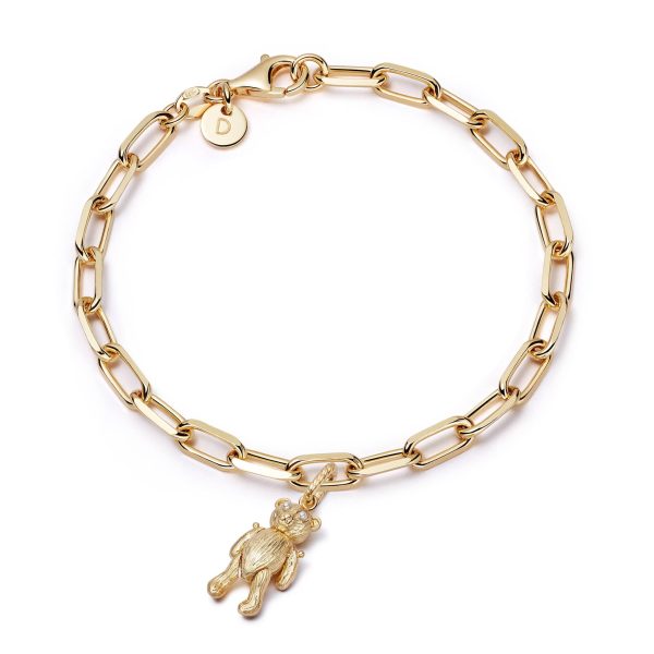 Shrimps Teddy Bear Charm Bracelet 18ct Gold Plate For Discount