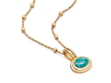 Amazonite Pendant Necklace 18ct Gold Plate Sale