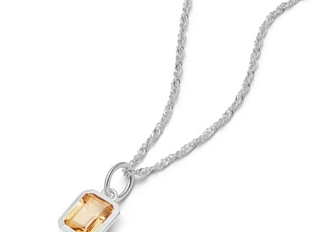 Citrine November Birthstone Charm Necklace Sterling Silver Discount