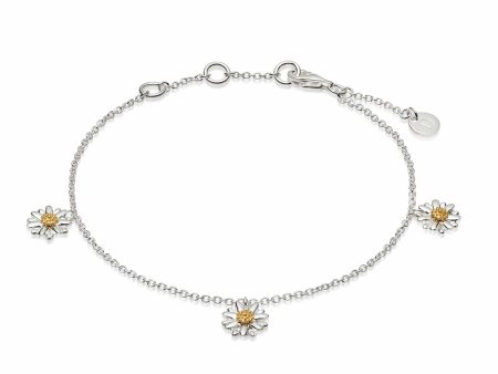 Three English Daisy Drop Chain Bracelet Online now