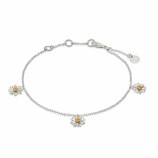 Three English Daisy Drop Chain Bracelet Online now