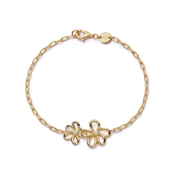 Daisy Bow Bracelet 18ct Gold Plate Supply