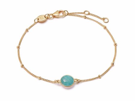 Amazonite Healing Stone Bobble Bracelet 18ct Gold Plate on Sale