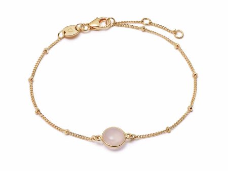 Rose Quartz Healing Stone Bobble Bracelet 18ct Gold Plate Fashion