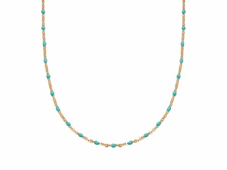 Treasures Turquoise Beaded Necklace 18ct Gold Plate Discount