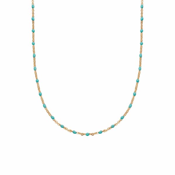 Treasures Turquoise Beaded Necklace 18ct Gold Plate Discount