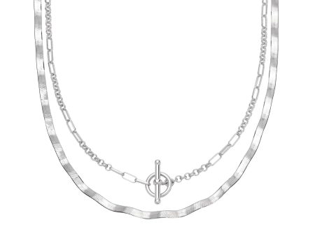 Wavy Interlock Necklace Layering Set Sterling Silver on Sale