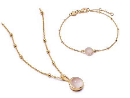 Rose Quartz Layering Set 18ct Gold Plate Hot on Sale