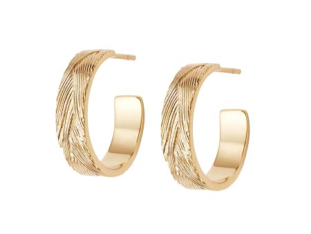 Woven Texture Hoop Earrings 18ct Gold Plate For Sale